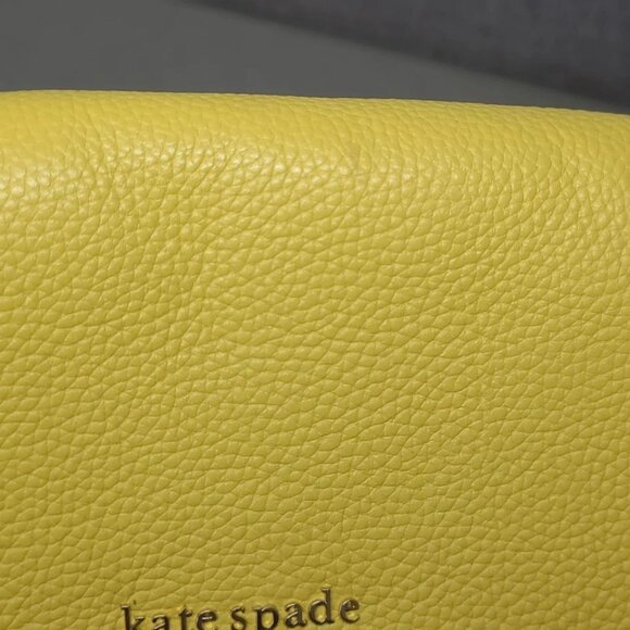 Kate Spade NY Yellow Leather 'Run Around Raffia' Dot Large Flap Crossbody Bag - Picture 11 of 17